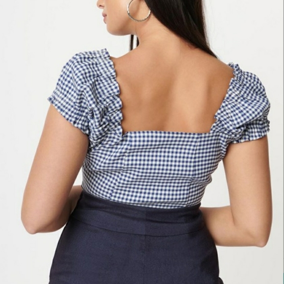 Blue Gingham Loretta Top - Picture 3 of 4